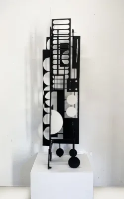 Construction No.5'  'White dots and a triangle' by Bruce Webb