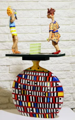 Roof-top Tennis Players by Mim Kocher