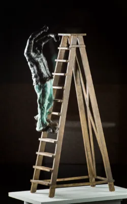 Jeans and Shirt on Ladder "Oops!" by Esther Goldberg