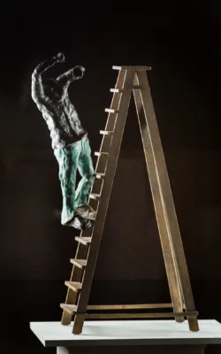 Jeans and Shirt on Ladder "Oops!" by Esther Goldberg