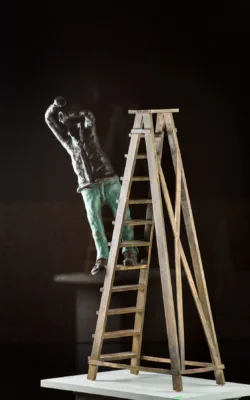 Jeans and Shirt on Ladder "Oops!" by Esther Goldberg