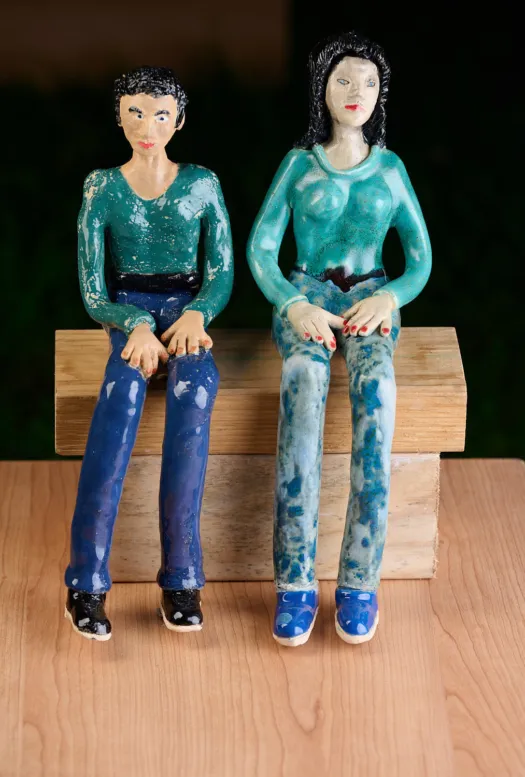 Man & Woman Sitting (Installation) by Eitan Froumine