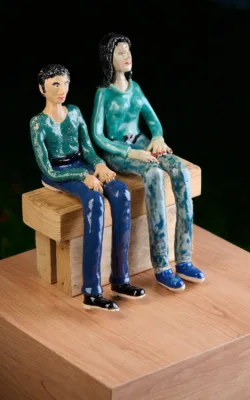 Man & Woman Sitting (Installation) by Eitan Froumine