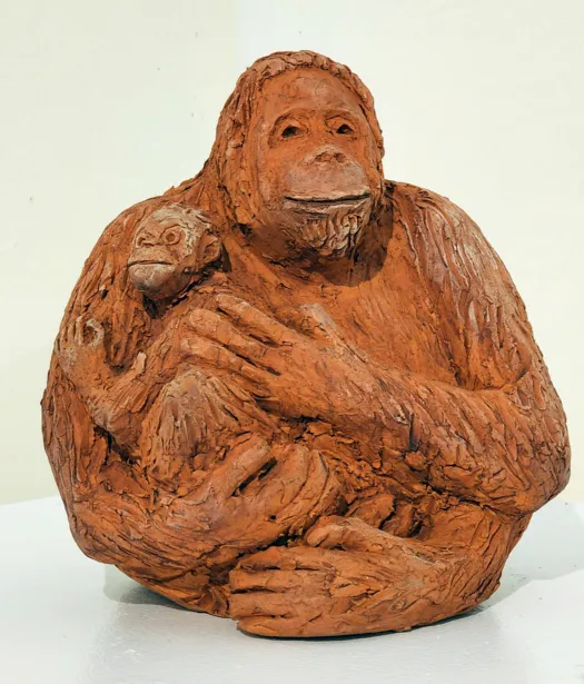 Orang-utan and baby by Damian Curtain