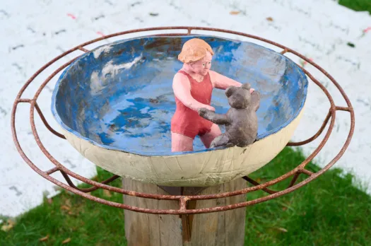 Teddy learns to swim. by Graham Duell