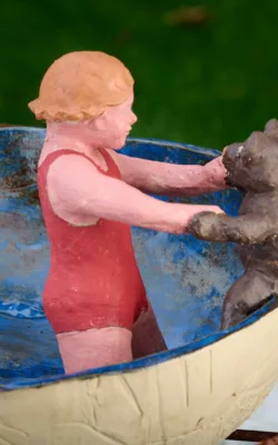 Teddy learns to swim. by Graham Duell