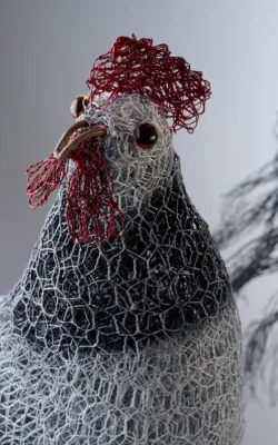 The Duke and the Duchess (white Sussex hen and rooster) by Vicki Combridge