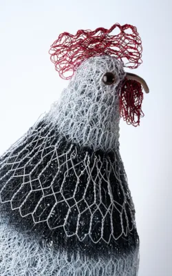 The Duke and the Duchess (white Sussex hen and rooster) by Vicki Combridge